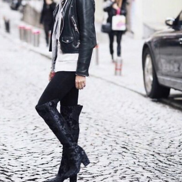 NINE WEST Silvesta Black Over-the-Knee Boot in Black Brocade Jacquard, Size 8 - Picture 3 of 15